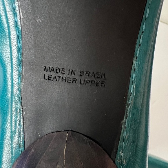 Aerosoles Signature Teal Leather Square Toe Mid Heel Pumps Women's Size 7B - Picture 9 of 11